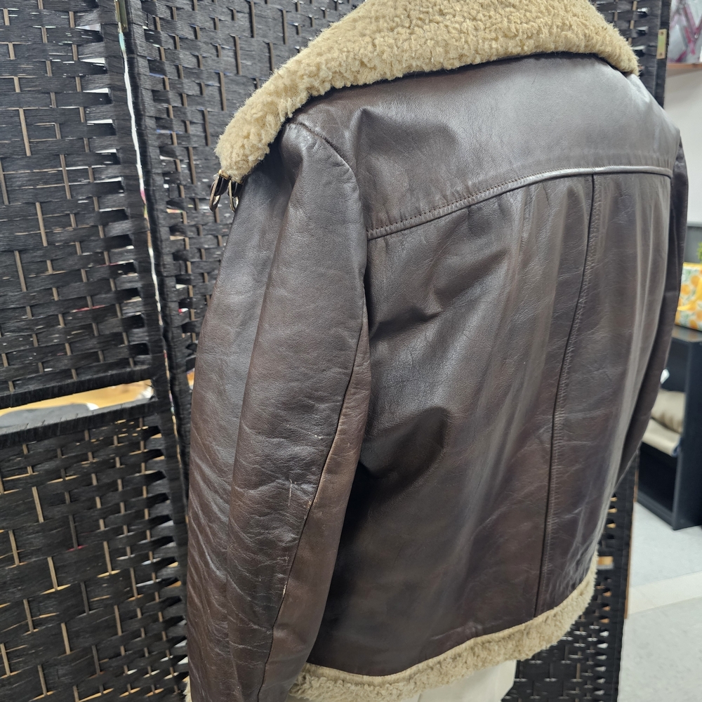 Vintage Men's Brown Shearling Leather Jacket
